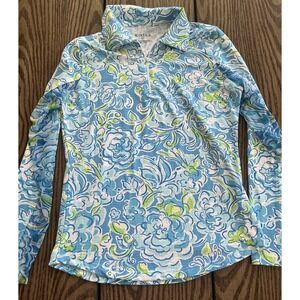 Womens 1/4 Zip Long Sleeve Floral Sun Protection Golf Pullover Top XS‎ / Icikuls